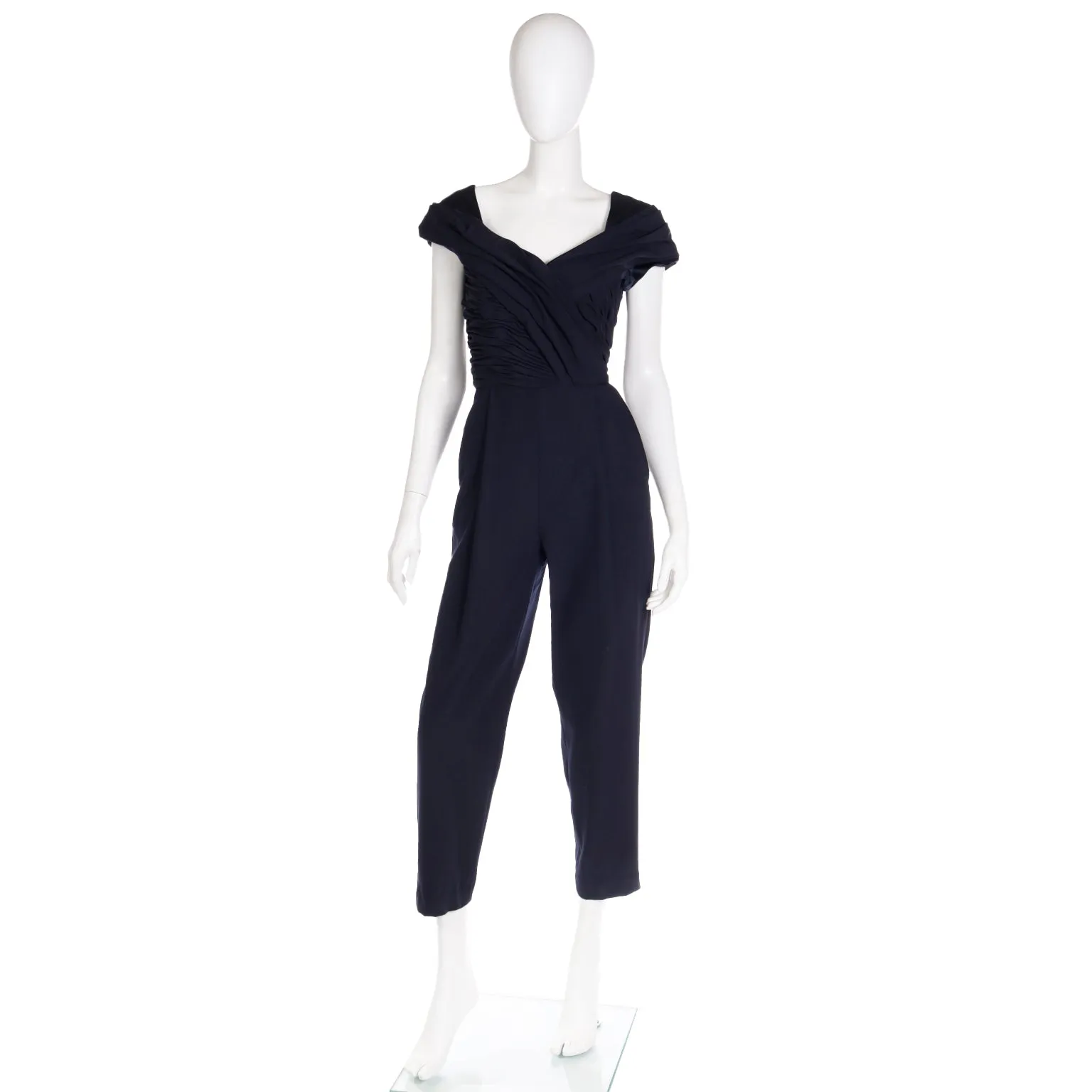 1990 Gianni Versace Couture Black Ruched Jumpsuit