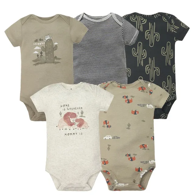 5PCS Baby Boys Girls Bodysuits Cotton Short Sleeves Kids Clothes 6-24 Month Newborn Baby Clothing  Jumpsuit