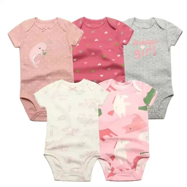 5PCS Baby Boys Girls Bodysuits Cotton Short Sleeves Kids Clothes 6-24 Month Newborn Baby Clothing  Jumpsuit