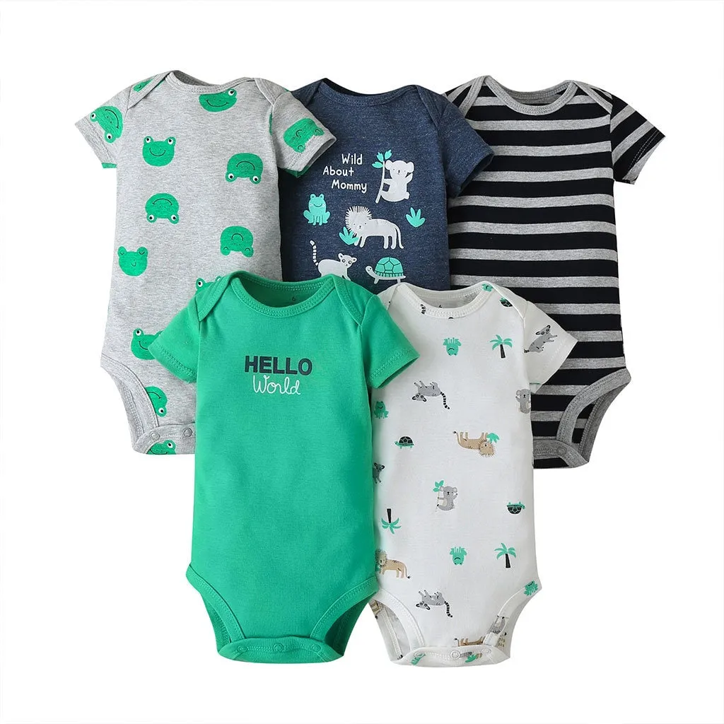 5PCS Baby Boys Girls Bodysuits Cotton Short Sleeves Kids Clothes 6-24 Month Newborn Baby Clothing  Jumpsuit