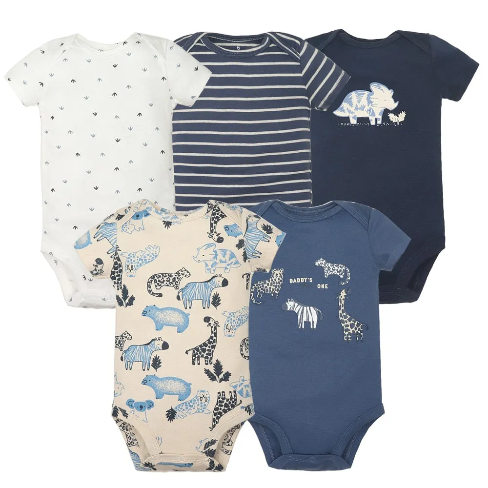 5PCS Baby Boys Girls Bodysuits Cotton Short Sleeves Kids Clothes 6-24 Month Newborn Baby Clothing  Jumpsuit