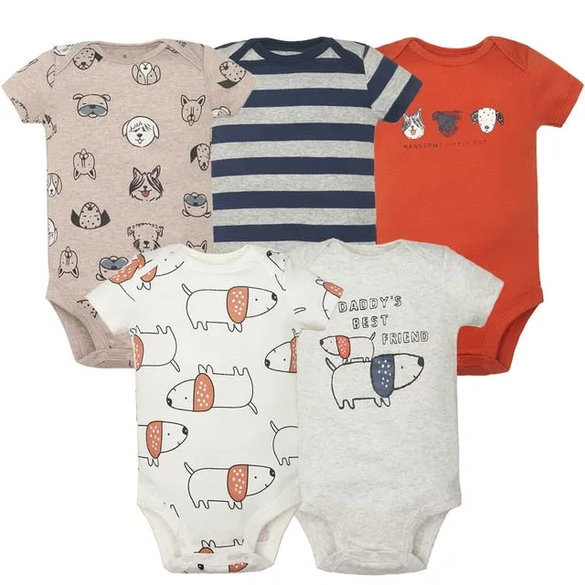 5PCS Baby Boys Girls Bodysuits Cotton Short Sleeves Kids Clothes 6-24 Month Newborn Baby Clothing  Jumpsuit