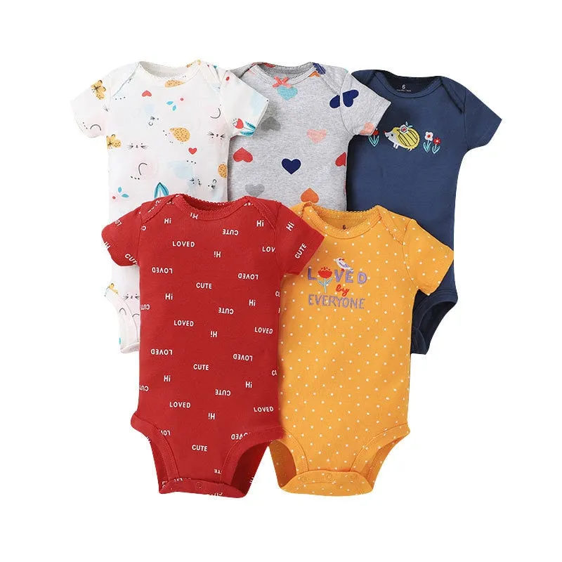 5PCS Baby Boys Girls Bodysuits Cotton Short Sleeves Kids Clothes 6-24 Month Newborn Baby Clothing  Jumpsuit