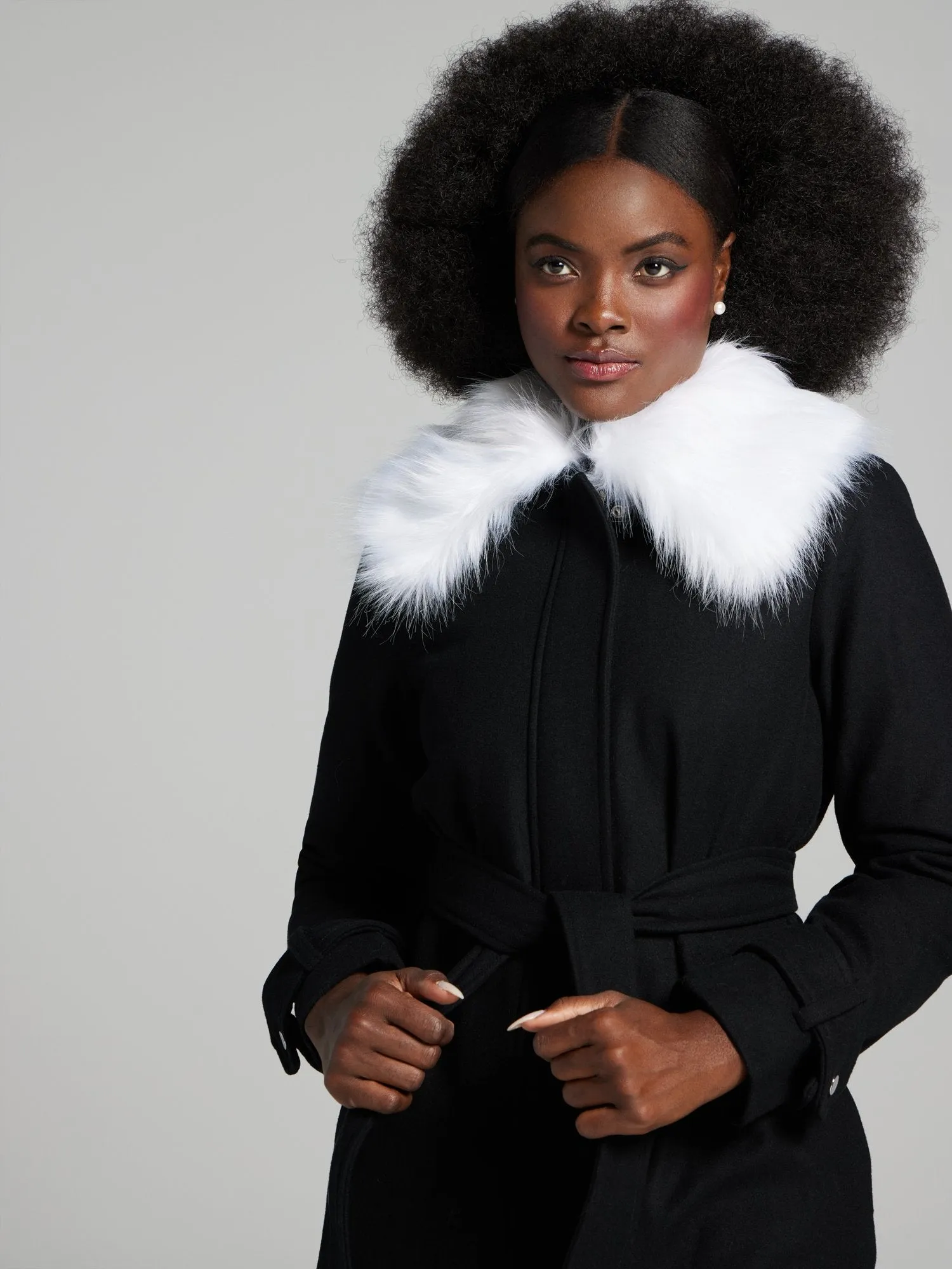 Alessia Faux-Fur Collar Wool-Blend Coat