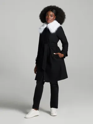 Alessia Faux-Fur Collar Wool-Blend Coat