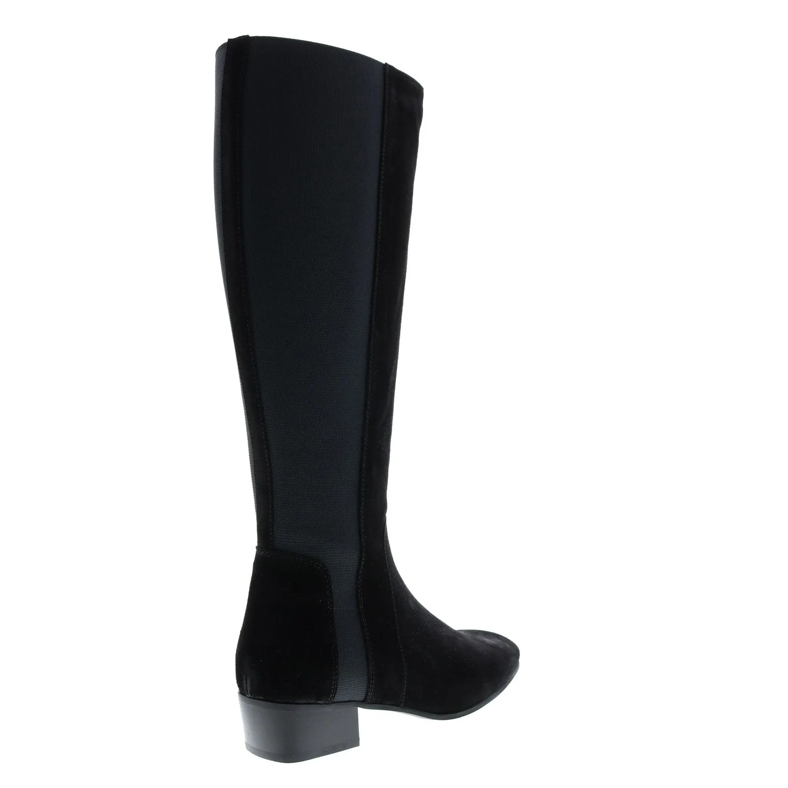 Aquatalia Flore Suede Elastic 34L3164-BLK Womens Black Suede Zipper Knee High Boots