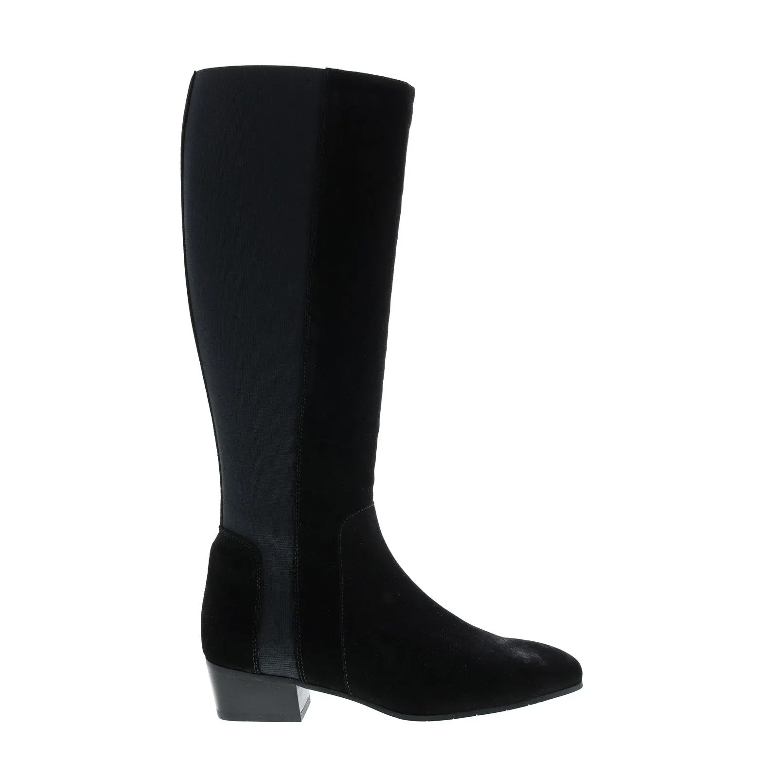 Aquatalia Flore Suede Elastic 34L3164-BLK Womens Black Suede Zipper Knee High Boots