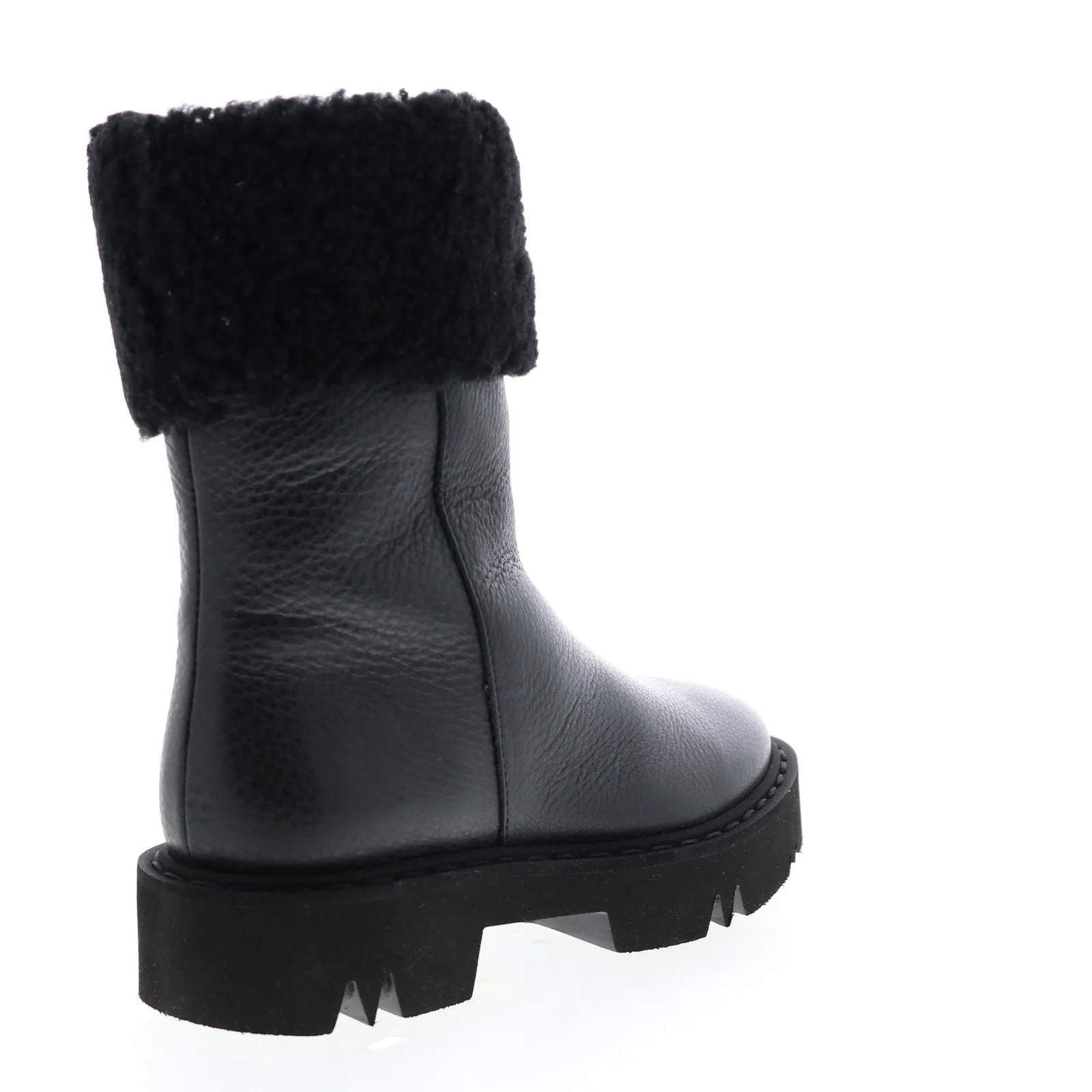 Aquatalia Heidy Tum Calf Shearling 34L3695-BBK Womens Black Leather Zipper Casual Dress Boots