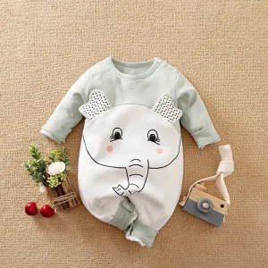 Baby's Elephant Cartoon Print Jumpsuit