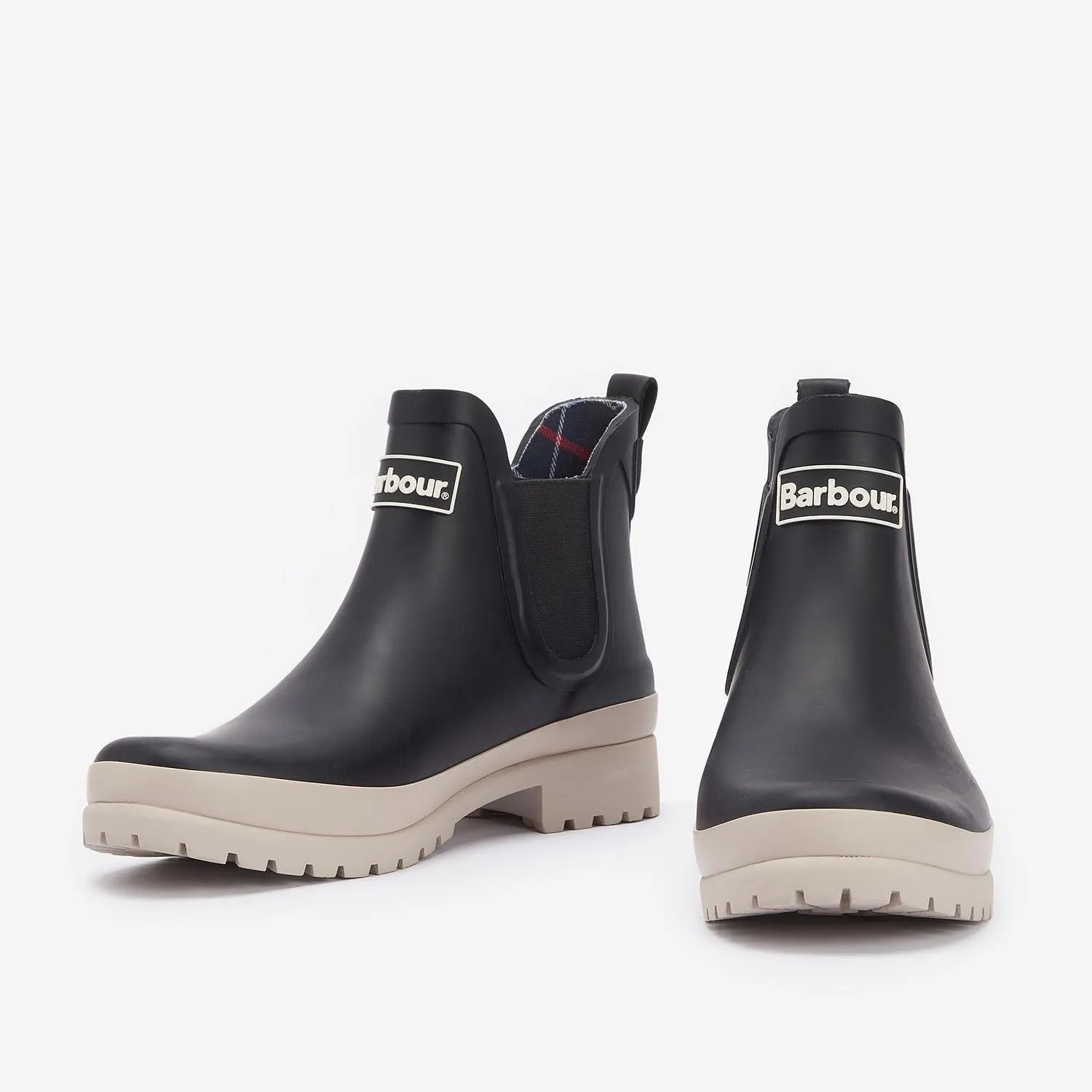 Barbour Women's Mallow Wellingtons in Black/White Pepper