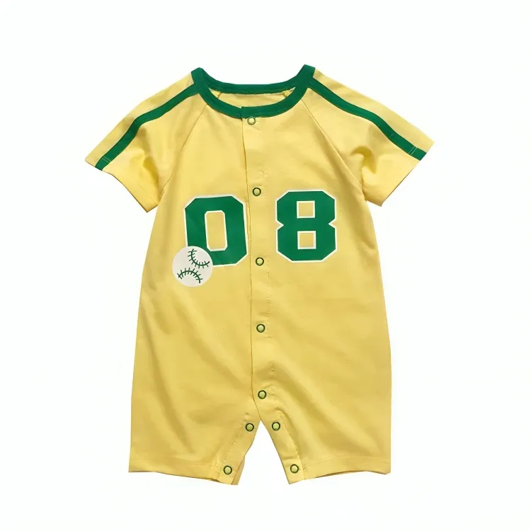 Baseball Jersey Striped Short Sleeve Cotton Onesie