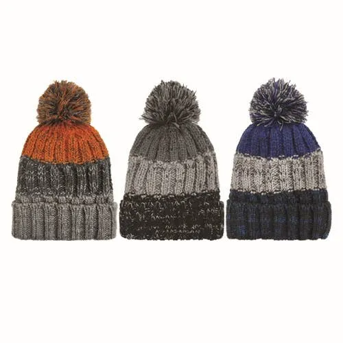 Boys Fleece Lined Chunky Knit Marled Cuff Hat