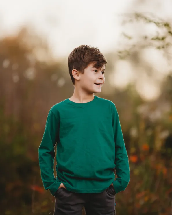 Boys Soft Cotton Jersey Long Sleeve Tee | Charcoal