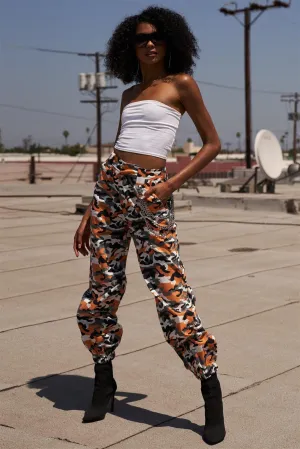 Camouflage High Waisted Triple Chain Cargo Pants /2-2-2