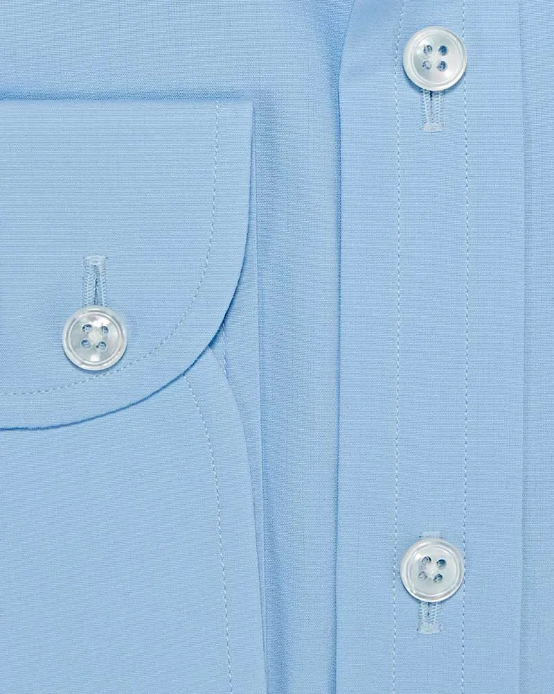 Contemporary Fit, Classic Collar, Double Cuff in Plain Sky Blue