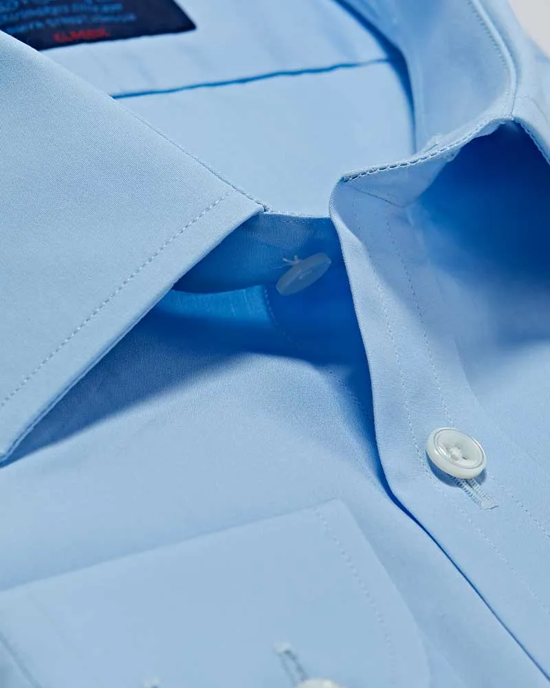 Contemporary Fit, Classic Collar, Double Cuff in Plain Sky Blue