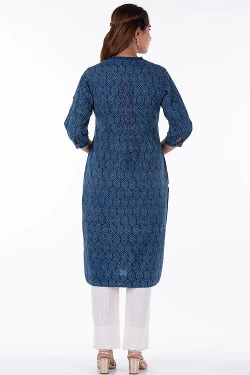 Dharan "Diya Kurta" Indigo Block Printed Kurta