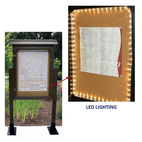 Eco-Design 28" x 42" Outdoor ULTRA-SIZE Faux Wood Information Message Board, Free-Standing with Posts, Double-Sided - Portrait