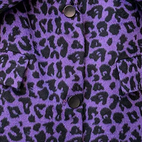 Fashion purple Leopard coats oversize Notched outwear Elegant pockets wool jackets