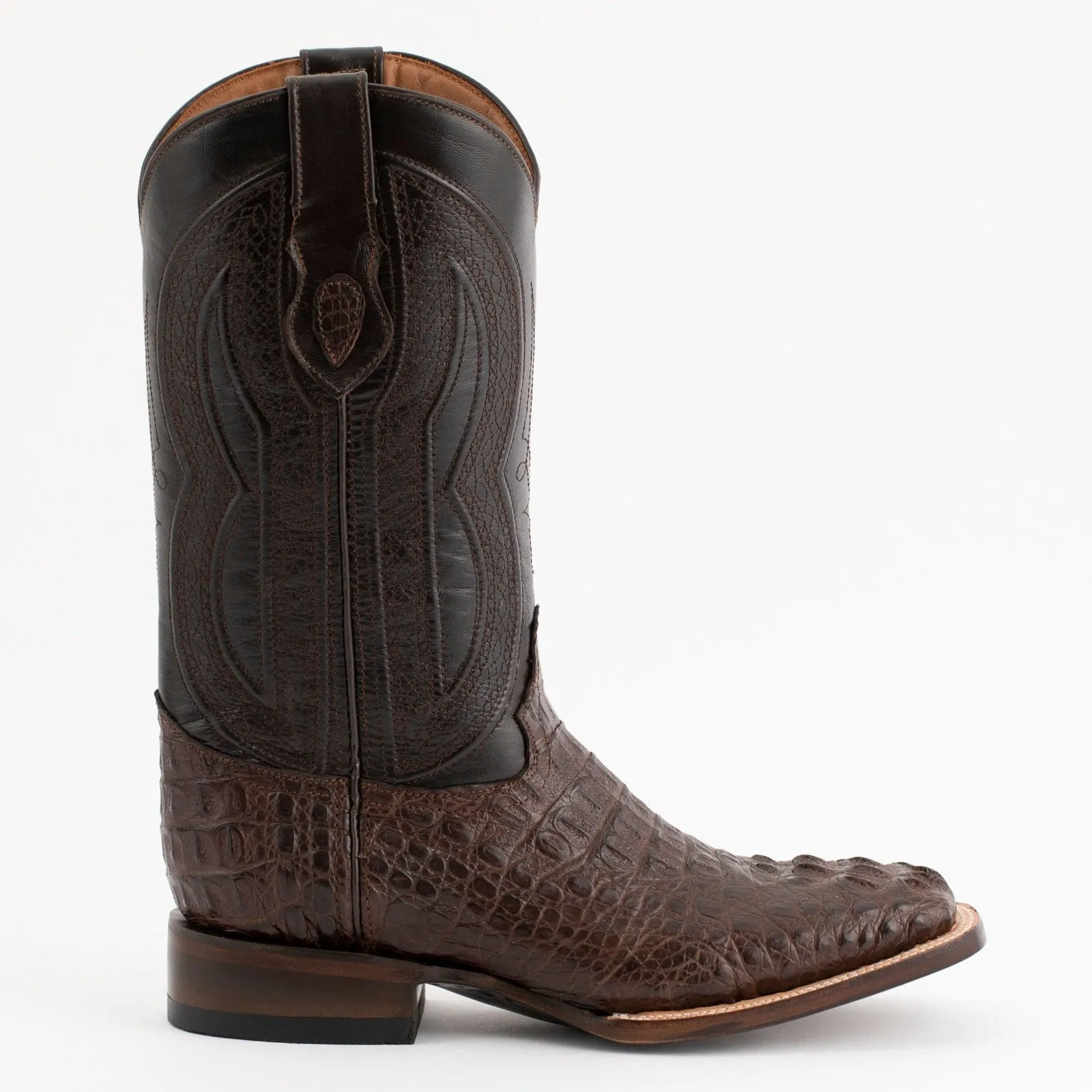 Ferrini Men's Chocolate Hornback Caiman Dakota Crocodile Square Toe Boots 10493-09