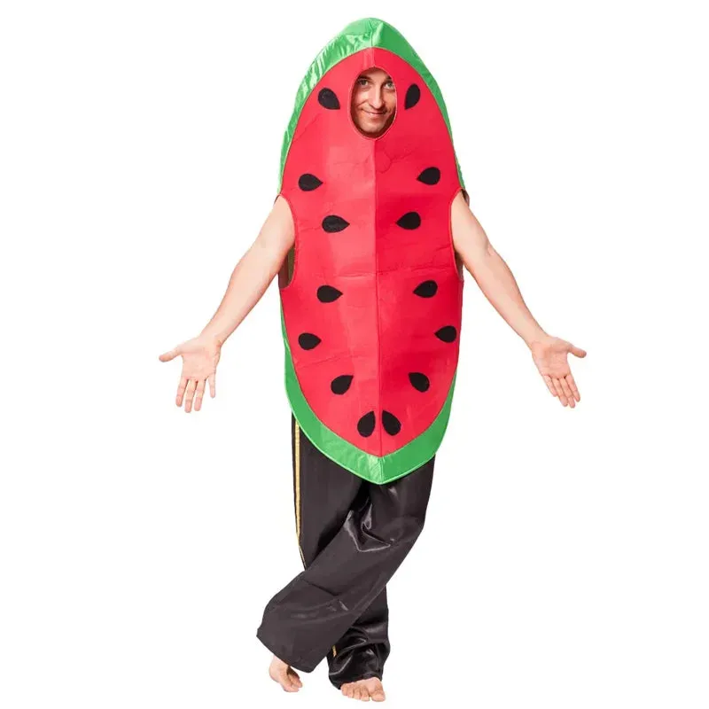 Fruit Fiesta Jumpsuits for Adults: Watermelon & Pea Costume Fun!