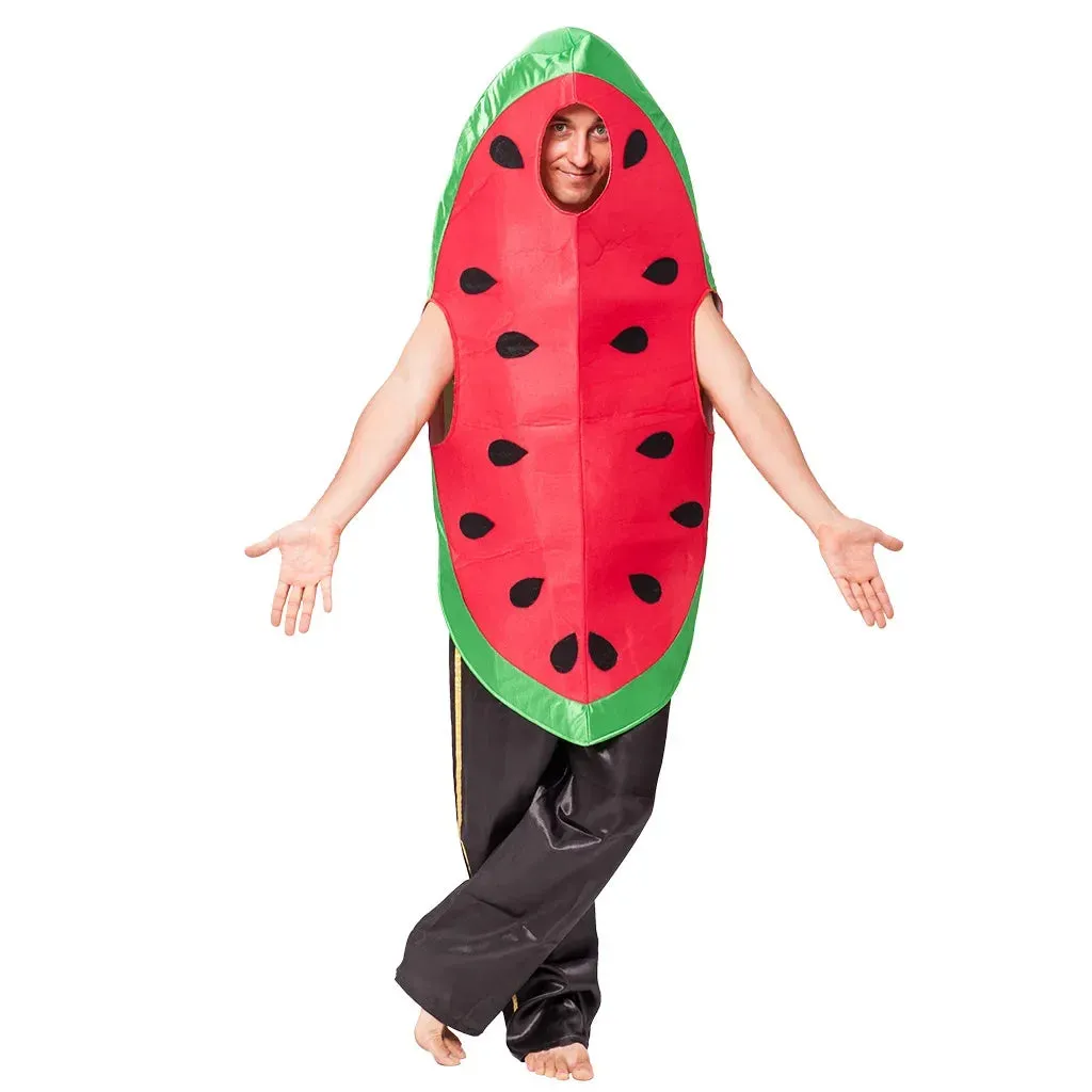 Fruit Fiesta Jumpsuits for Adults: Watermelon & Pea Costume Fun!