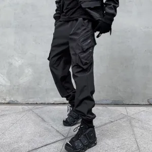 Functional Style Simple Black Cargo Pants