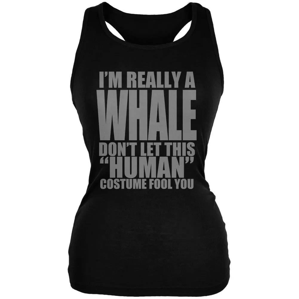 Halloween Human Whale Costume Black Juniors Soft Tank Top