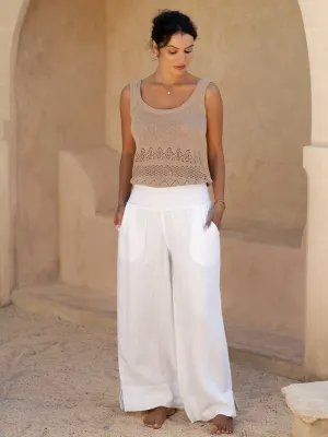 Indali French Linen Pants White