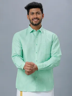 Men Cotton Blend Full Sleeves Shirt Pista Green T25 TA3