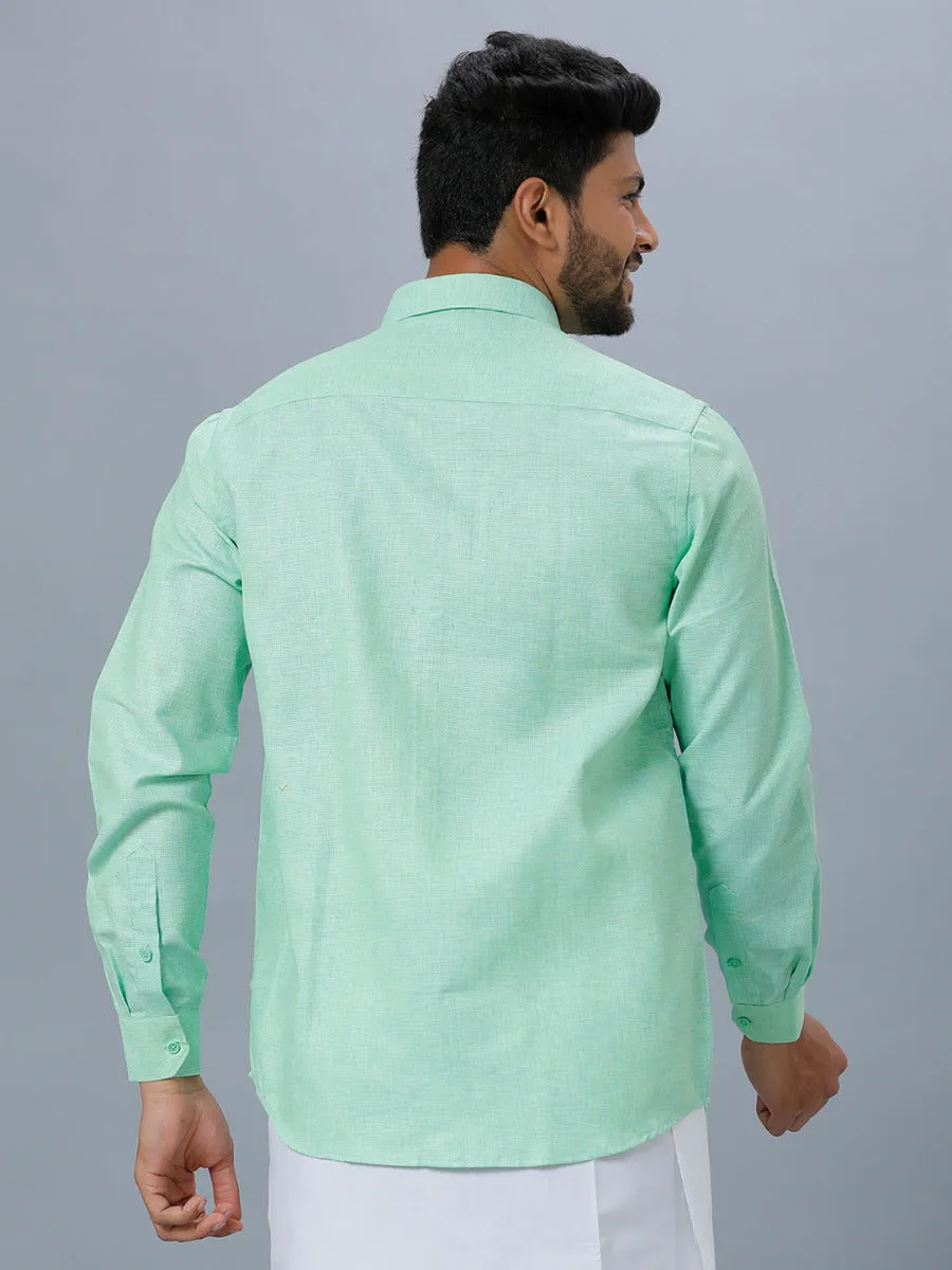 Men Cotton Blend Full Sleeves Shirt Pista Green T25 TA3