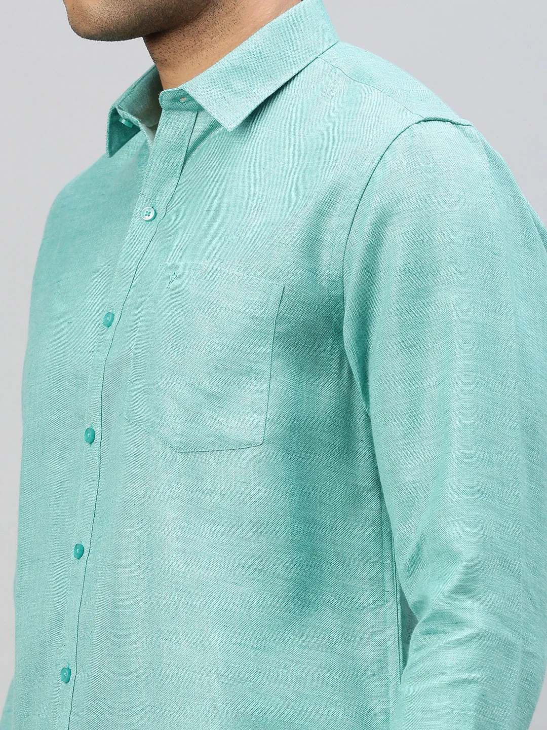 Men Cotton Blend Shirt Green T7 CG14