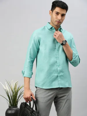 Men Cotton Blend Shirt Green T7 CG14