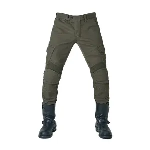 Men Motorbike Jeans For Men - Olive Green