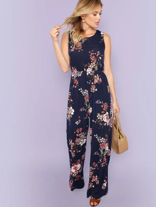 NAVY NIGHTS FLORAL JUMPSUIT