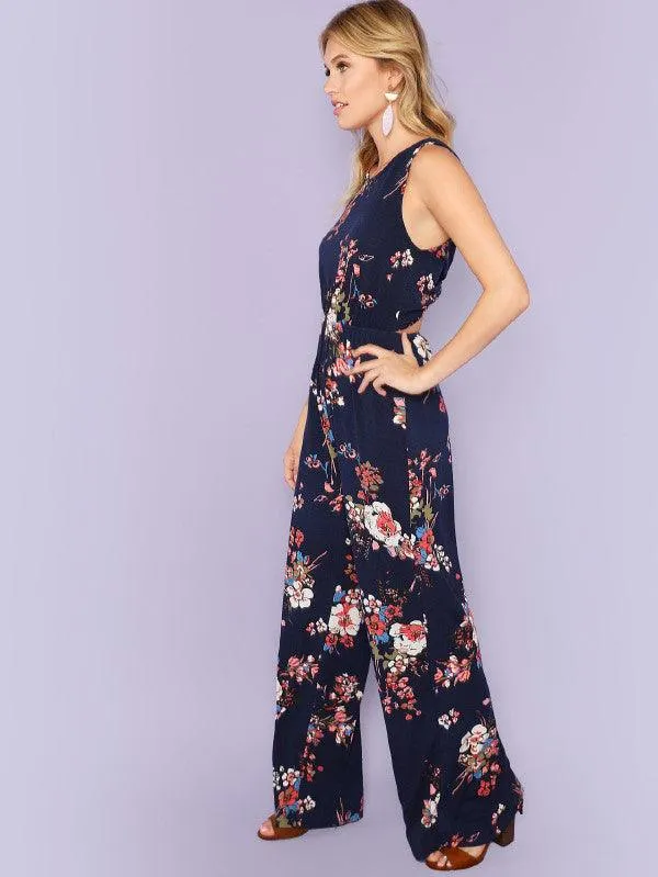 NAVY NIGHTS FLORAL JUMPSUIT