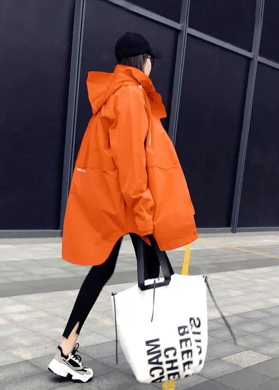 New orange duck down coat plus size womens parka hooded zippered Elegant coats