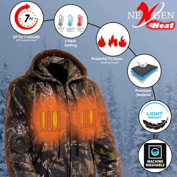 Nexgen Heat MPM1776SET Men's Camouflaged Heated Zipper Hoodies -