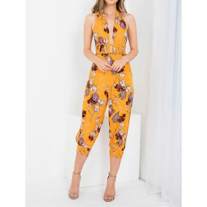 Orange Floral Jumpsuit