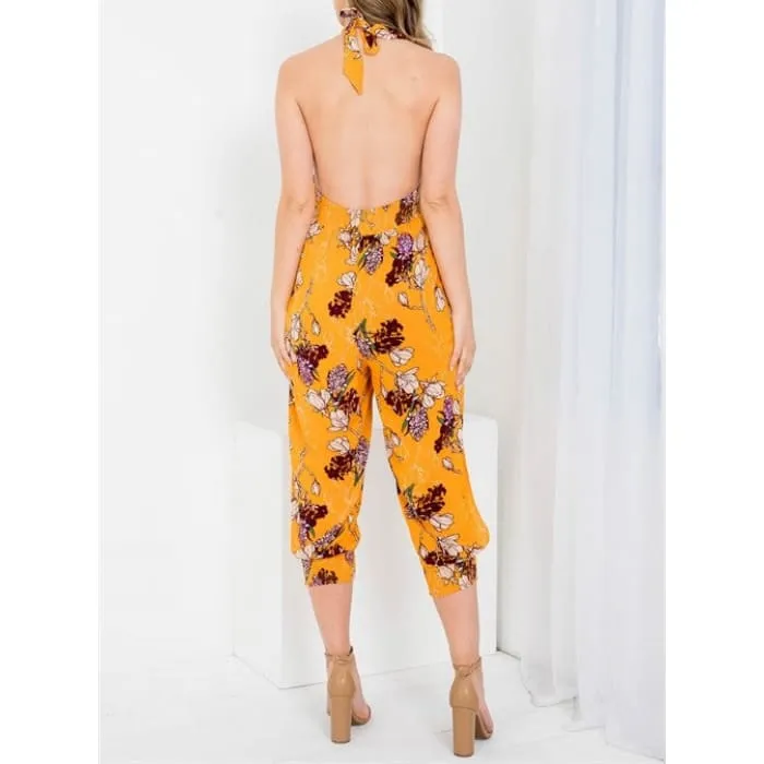 Orange Floral Jumpsuit