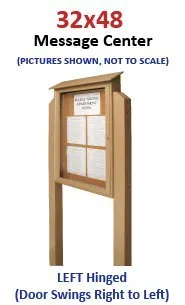 Outdoor Message Center Cork Board 32 x 48 with Posts | Eco-Design, Single Door, LEFT Hinged Info Board