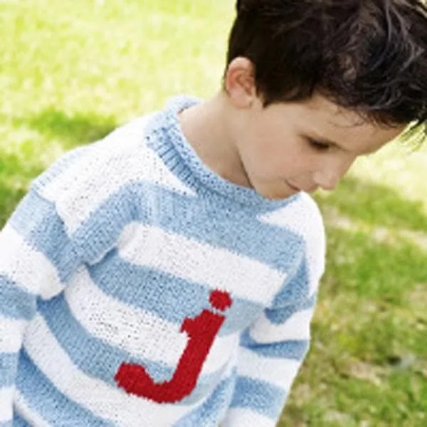 Personalized Knitted Stripe Letter Sweater (Available In Blue or Pink)