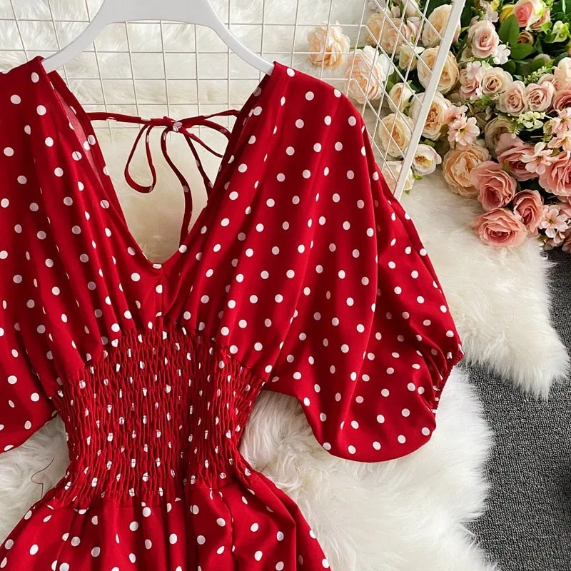 Polka Dot Print Jumpsuit - multiple colors