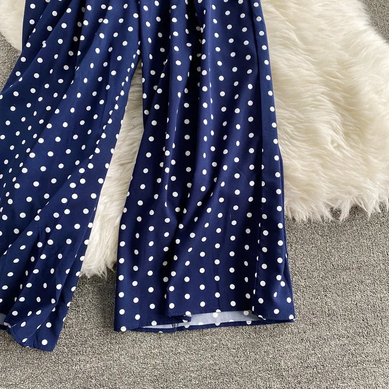 Polka Dot Print Jumpsuit - multiple colors