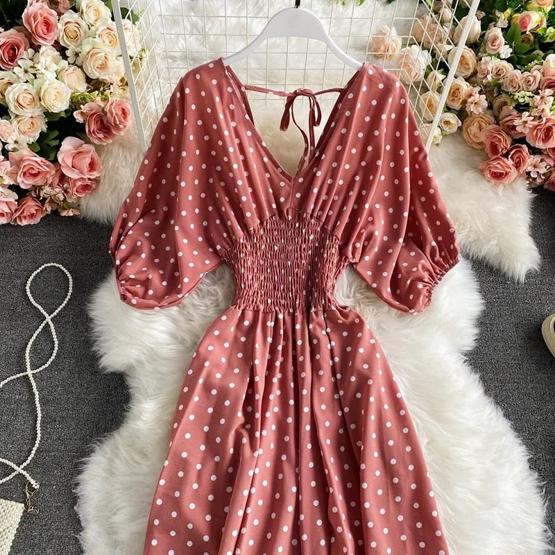 Polka Dot Print Jumpsuit - multiple colors