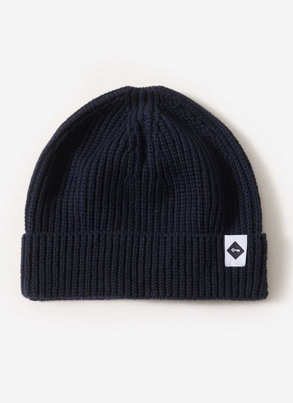 Ribbed Beanie | Cotton | Navy