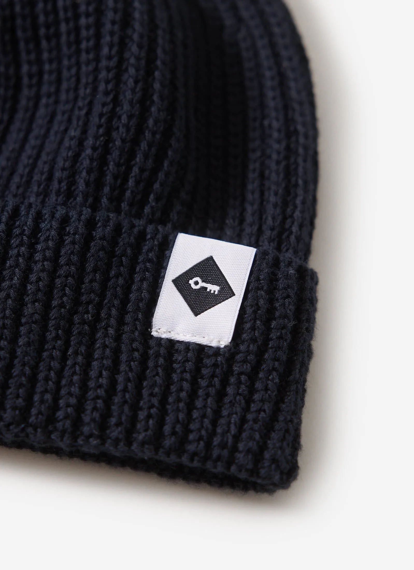 Ribbed Beanie | Cotton | Navy