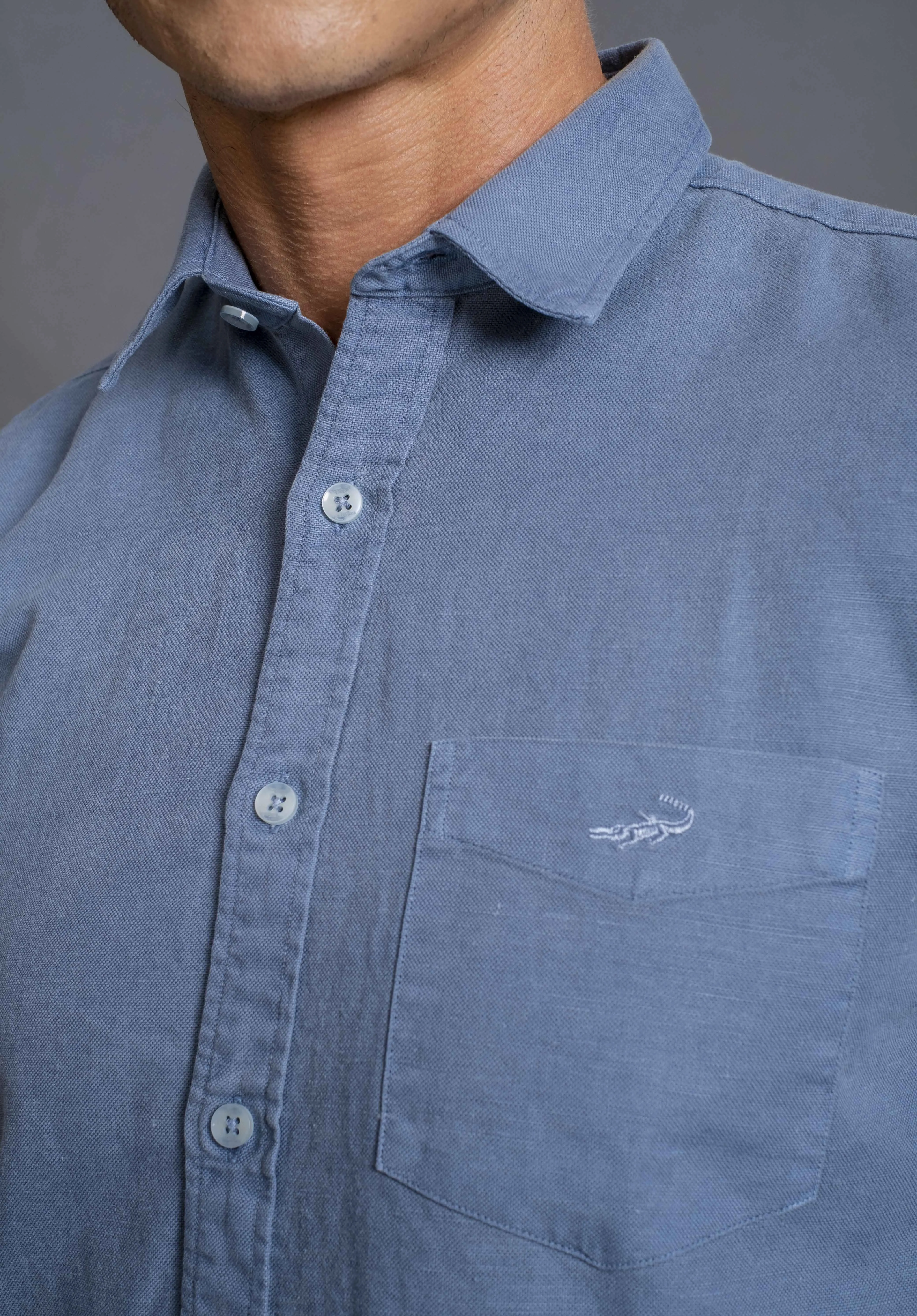 Short sleeves-Casual Shirts-Blue