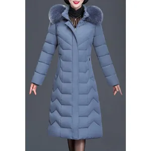 Women Long Full Zipper Cotton Padded Warm Jacket - WJC23394